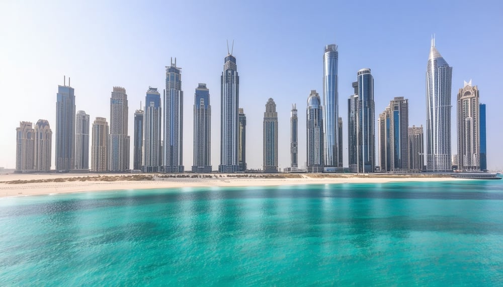 Dubai skyline with modern real estate developments Dubai skyline with modern real estate developments